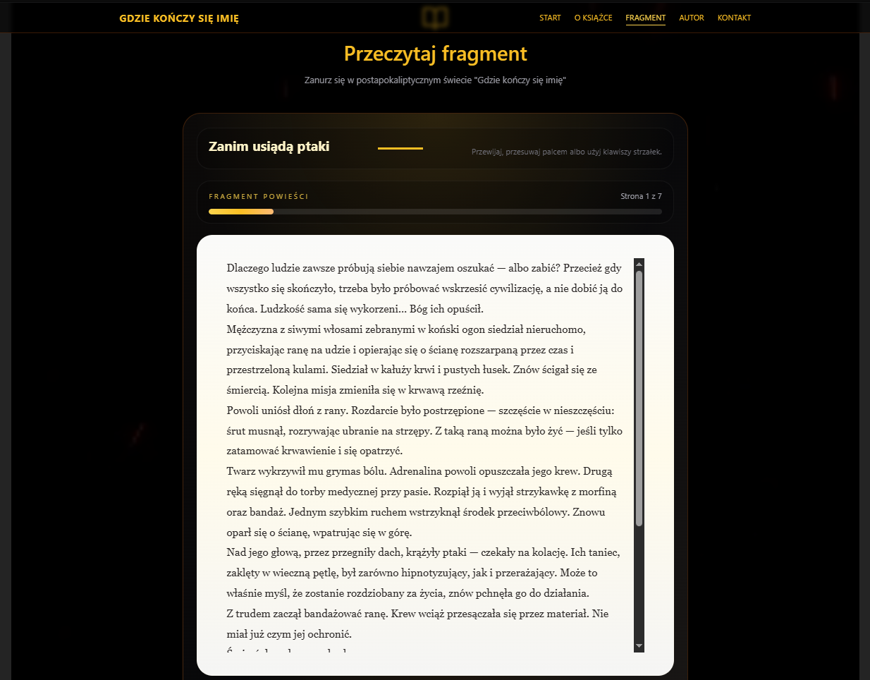 Interactive book excerpt reader